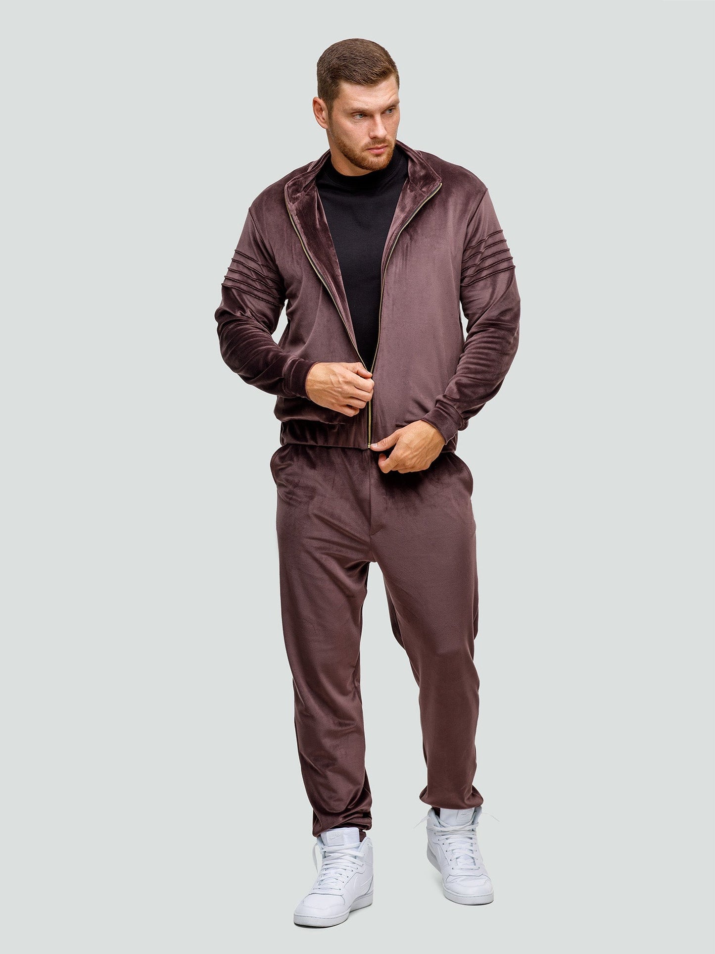 Velour tracksuit for men "Soft Chocolate"