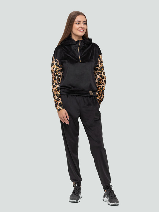 Velour tracksuit for women "Soft Leo black"