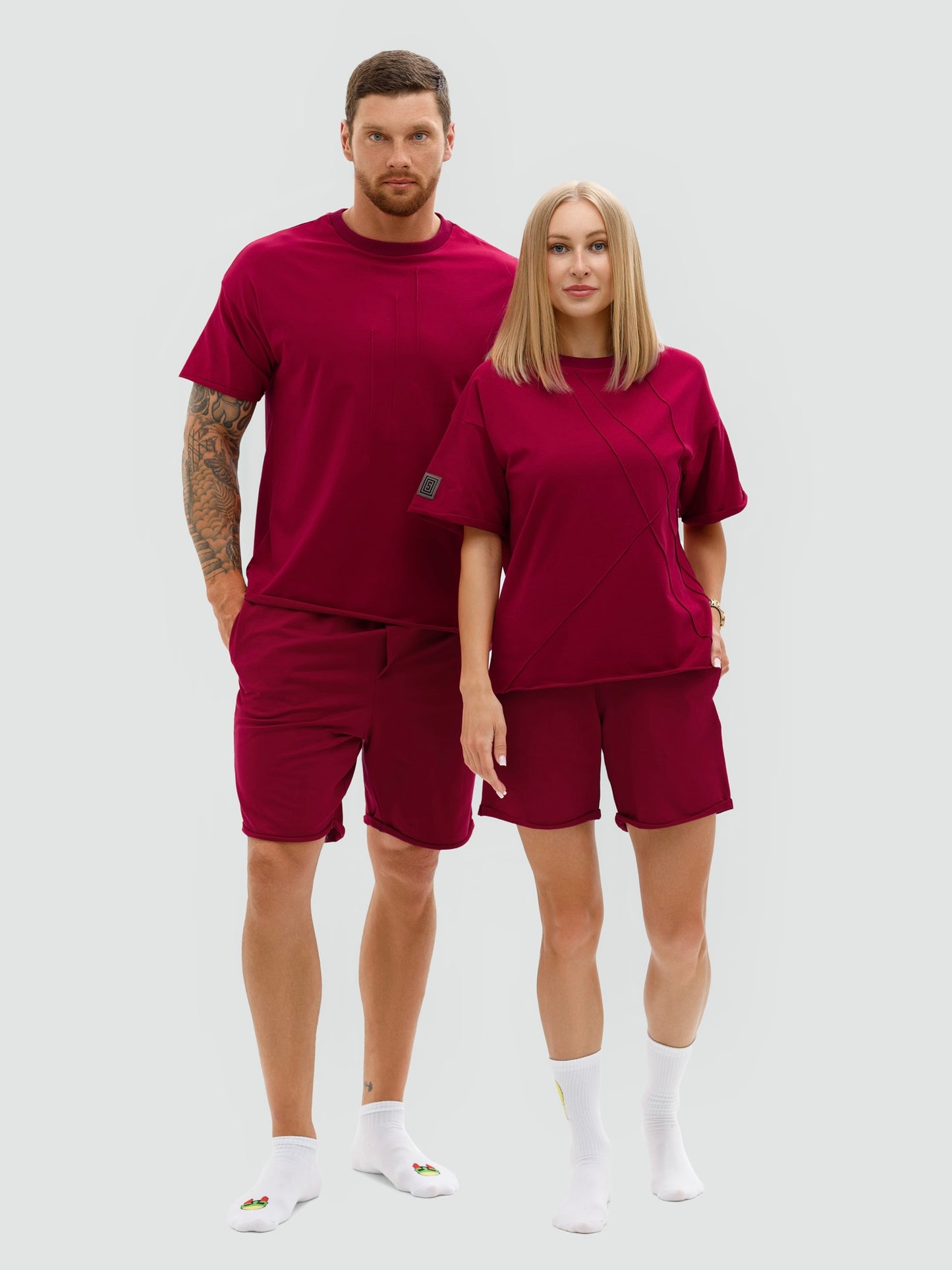 Burgundy shorts and top set for women "Hot Summer"
