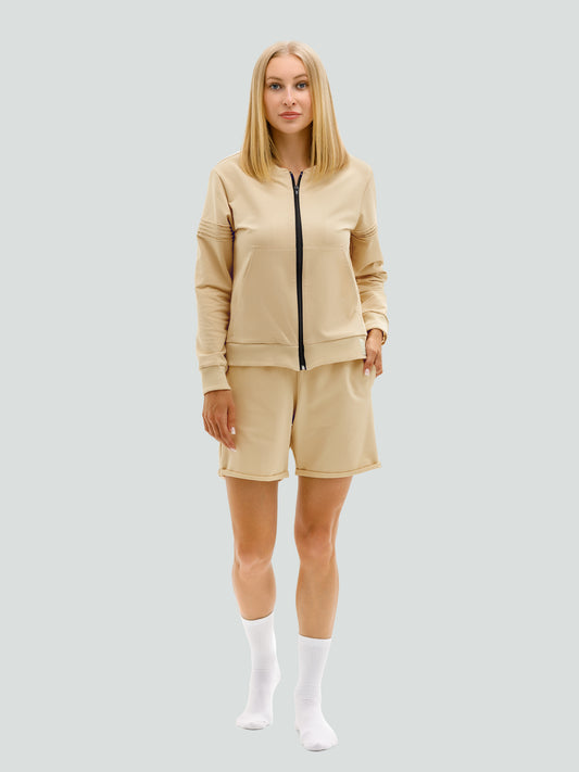 Beige shorts and sweater set for women "Hot Summer"
