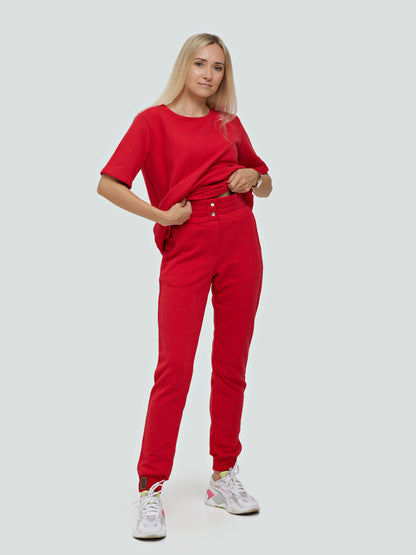 Raudonas laisvalaikio kostiumėlis moterims su maikute "Losma"