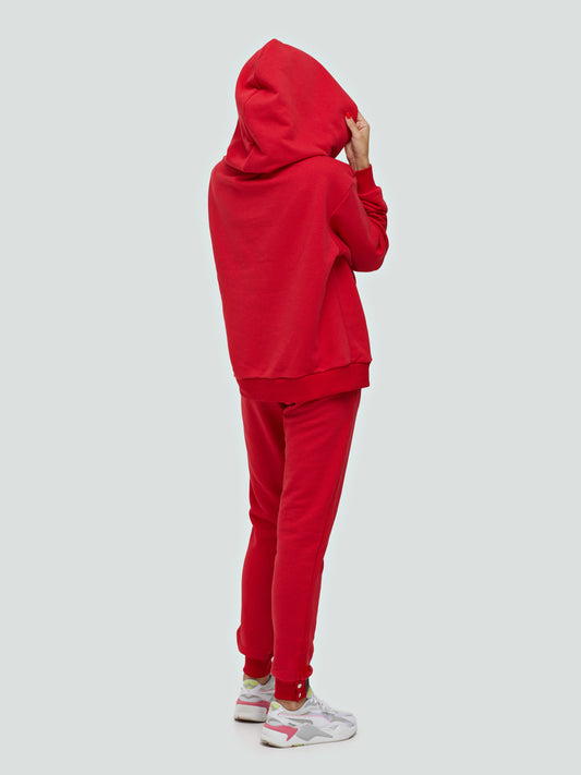 Raudonas laisvalaikio kostiumėlis moterims "Comfort" be pūkelio
