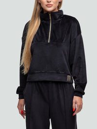 Velour tracksuit for women "Soft Shine Black"