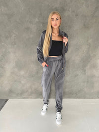 Velour tracksuit for women "Soft Gray"