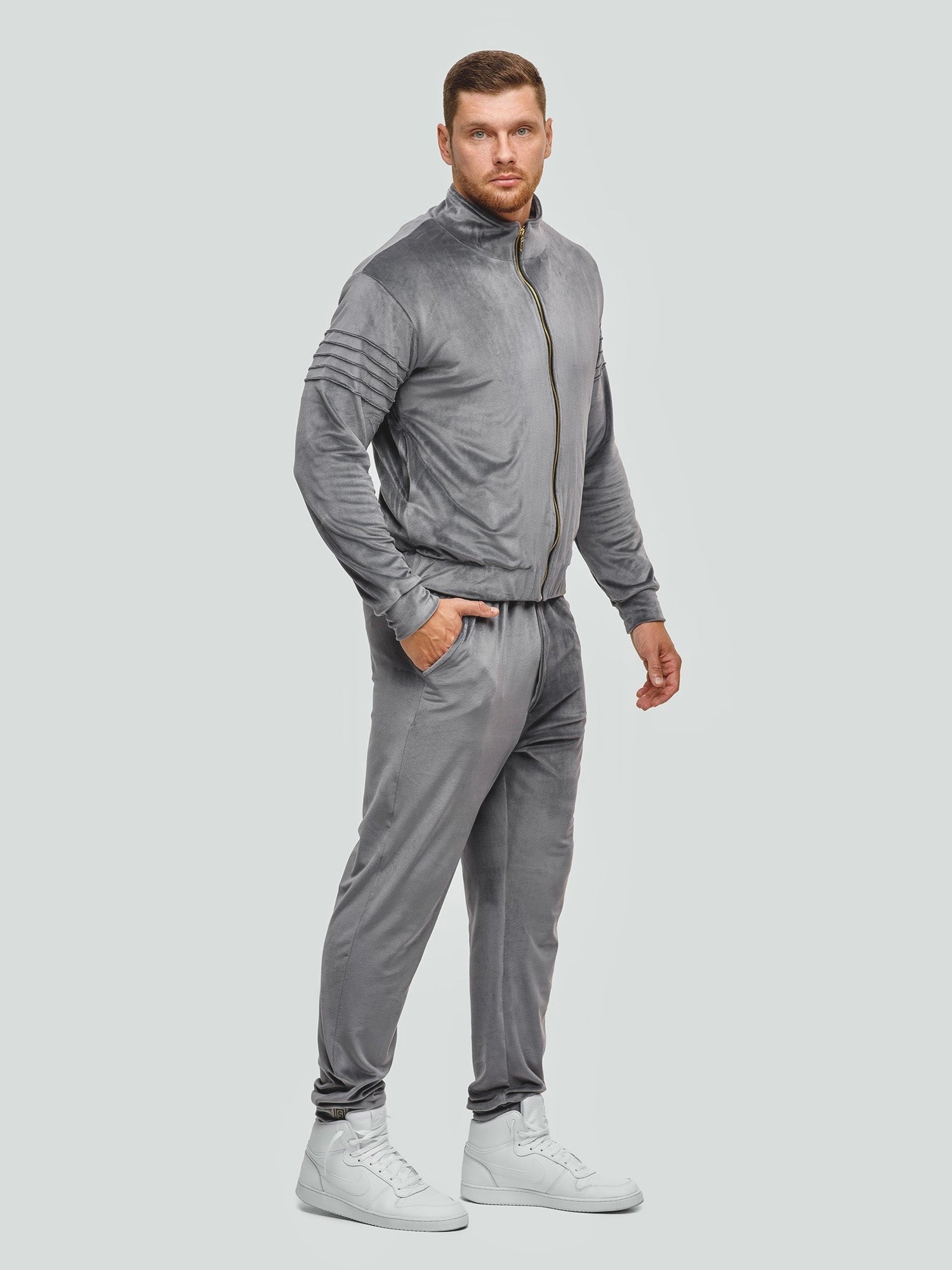 Velvet Tracksuit "Soft grey" 