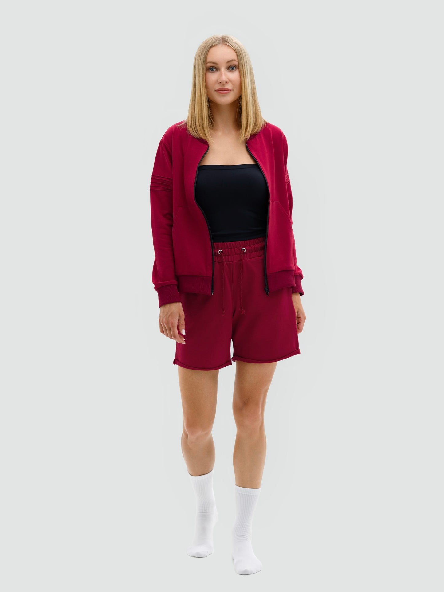 Burgundy shorts and sweater set for women "Hot Summer"
