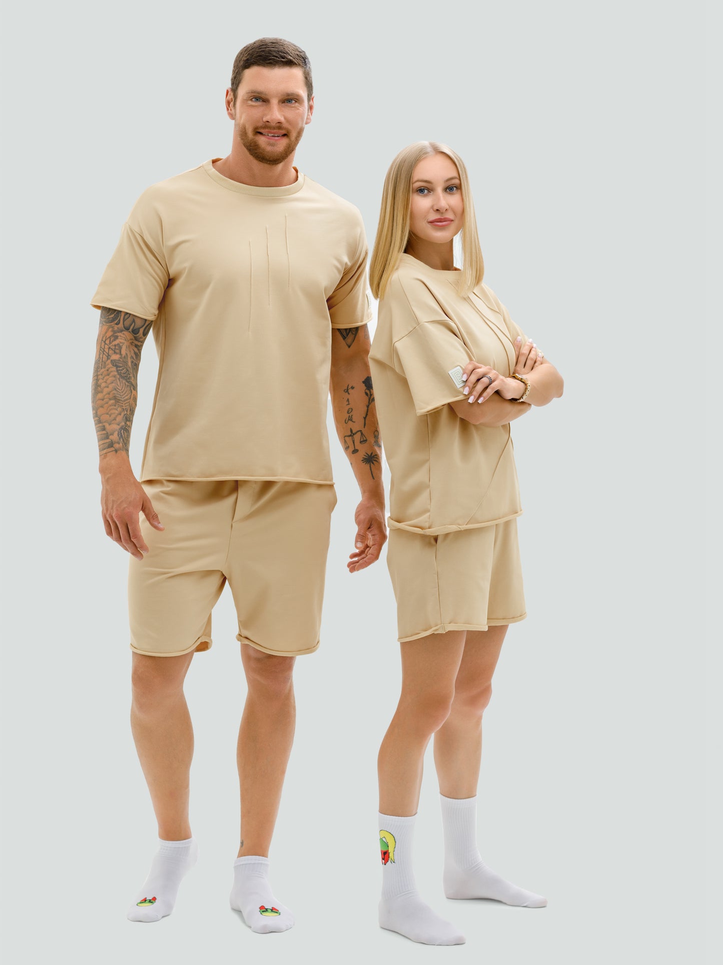 Beige shorts and top set for women "Hot Summer"