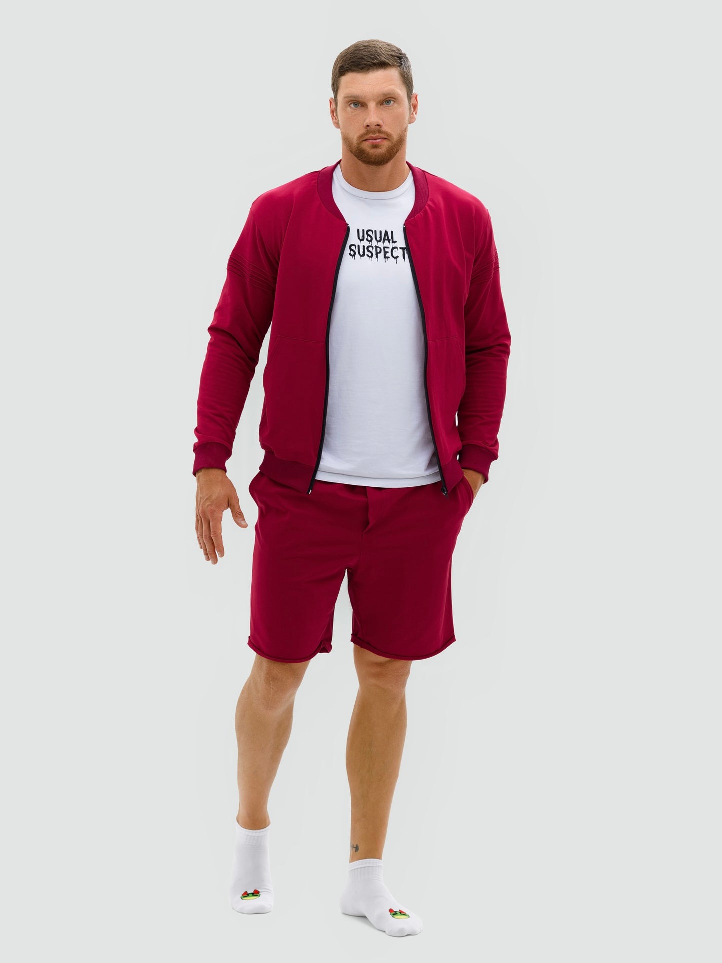 Burgundy shorts and sweater set for men "Hot Summer"