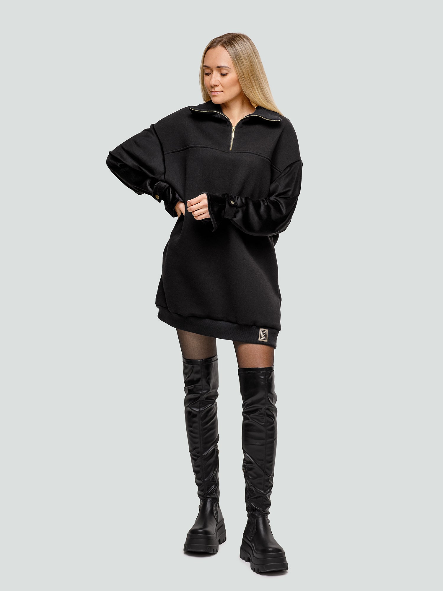 Black dress "Elegant" - Fleece-Lined
