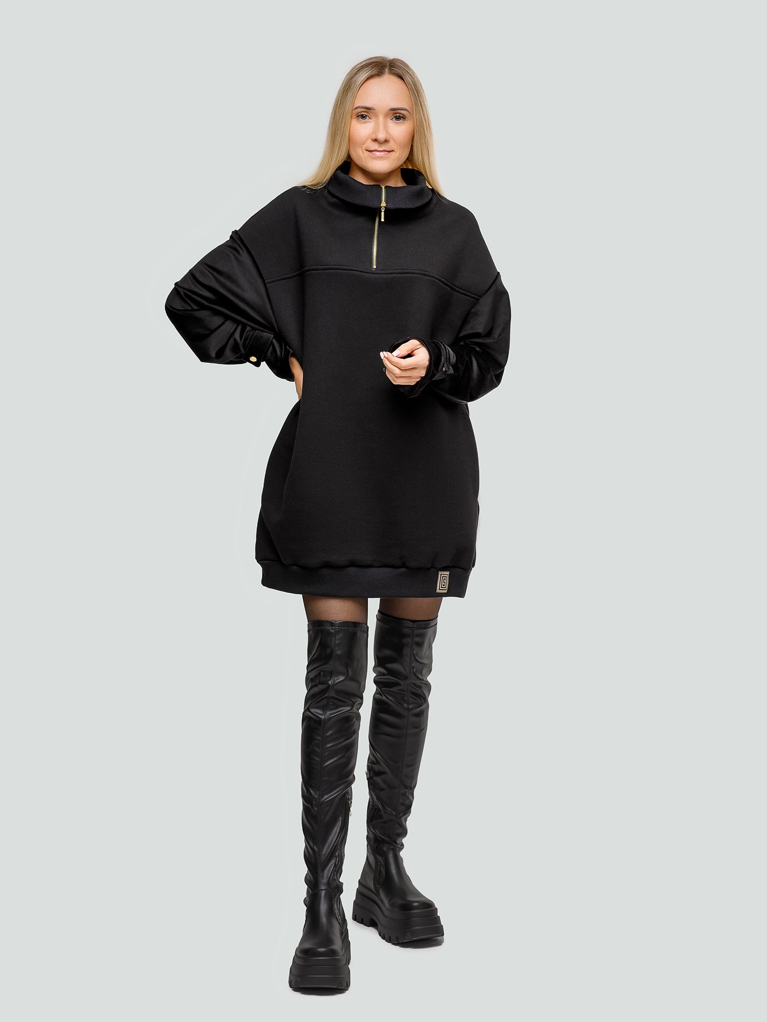 Black dress "Elegant" - Fleece-Lined
