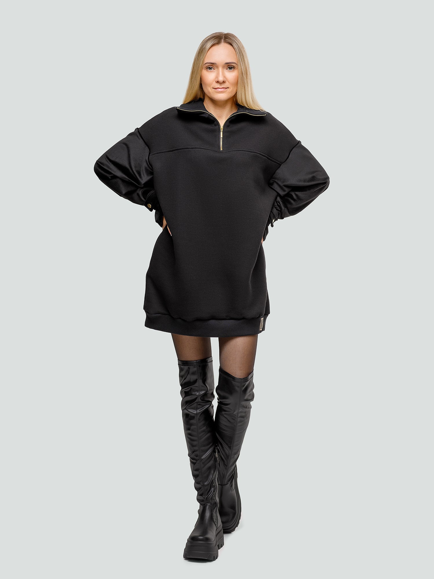 Black dress "Elegant" - Fleece-Lined
