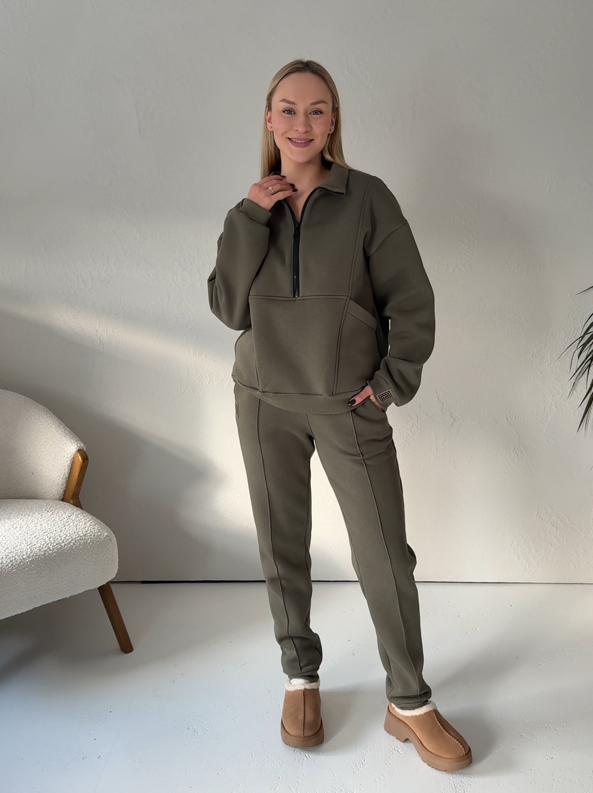 Khaki Tracksuit for women "Luxury“ - Fleece - Lined