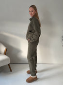 Chaki Tracksuit "Luxury" with a fluff 