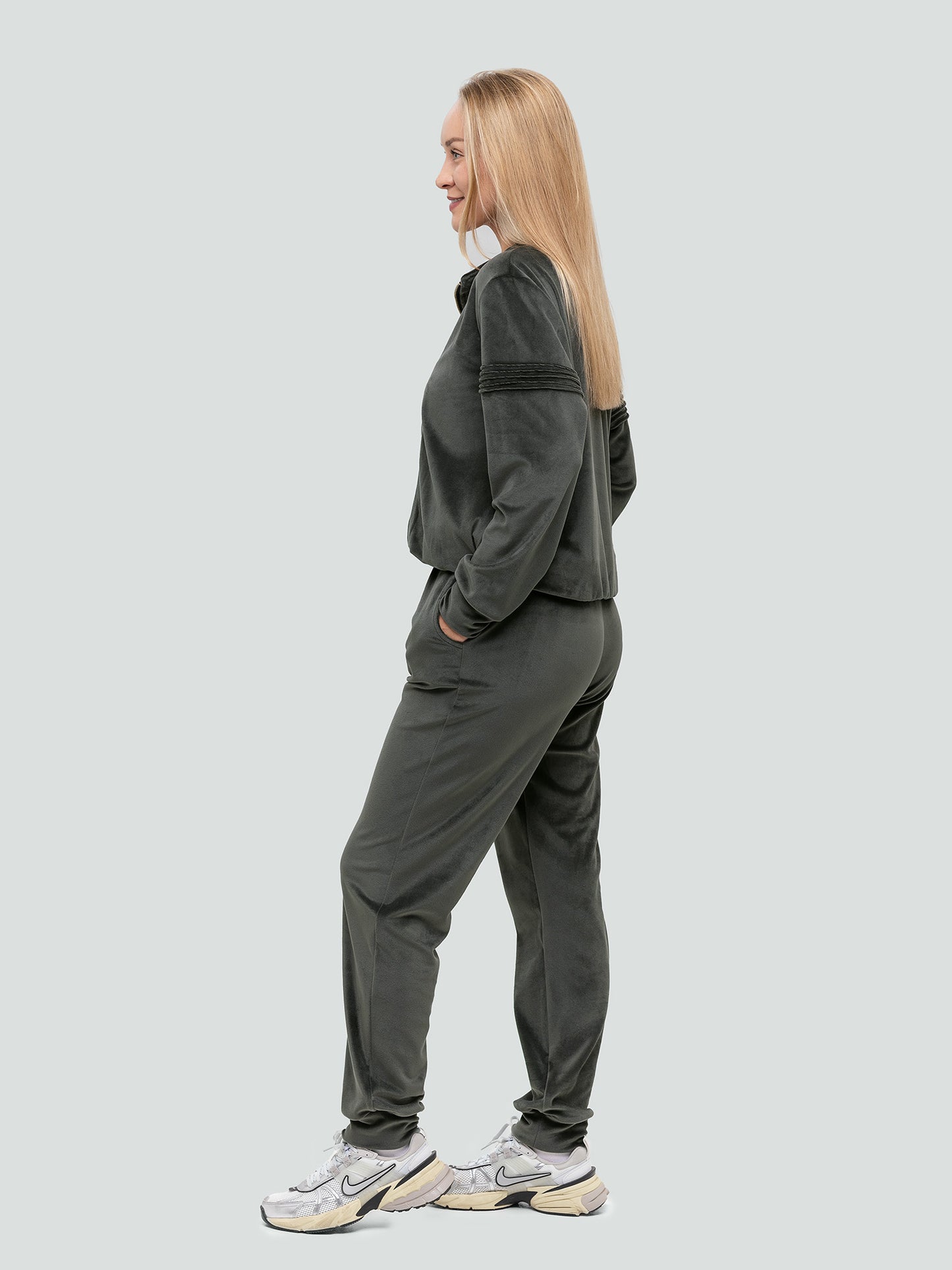 Velour Tracksuit for women "Soft Dark khaki"