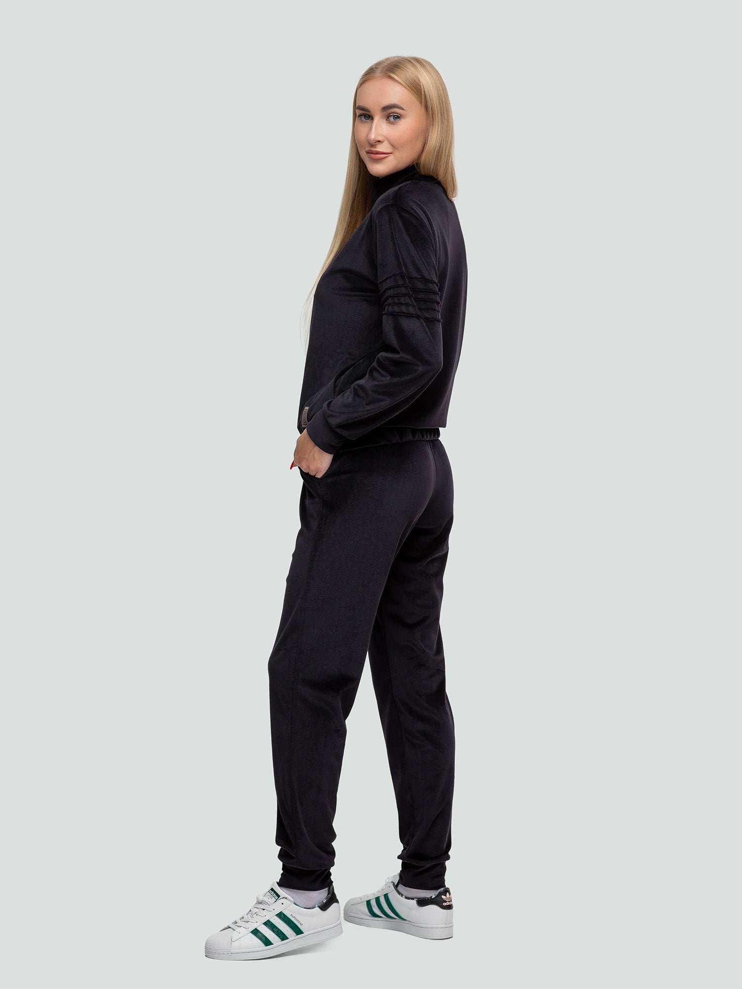 Velour tracksuit for women "Soft Black"