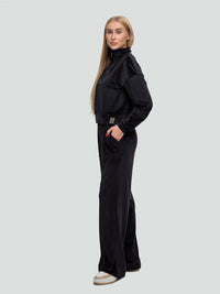 Velour tracksuit for women "Soft Shine Black"