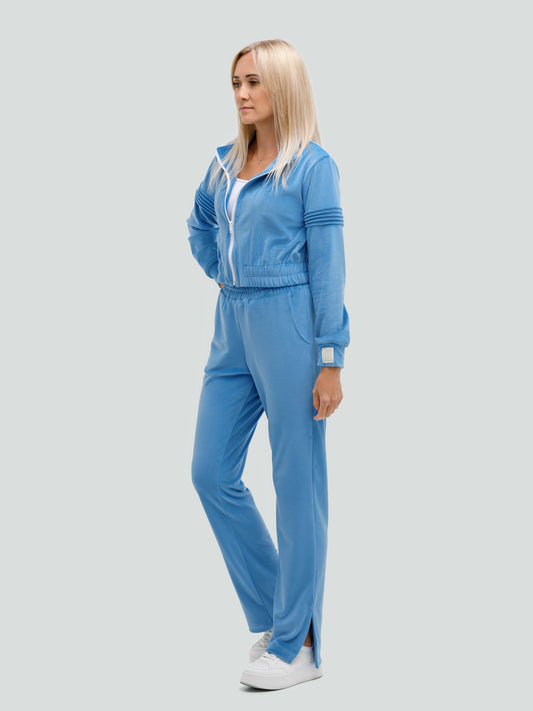 Veliūrinis laisvalaikio kostiumėlis moterims "Soft classic blue"