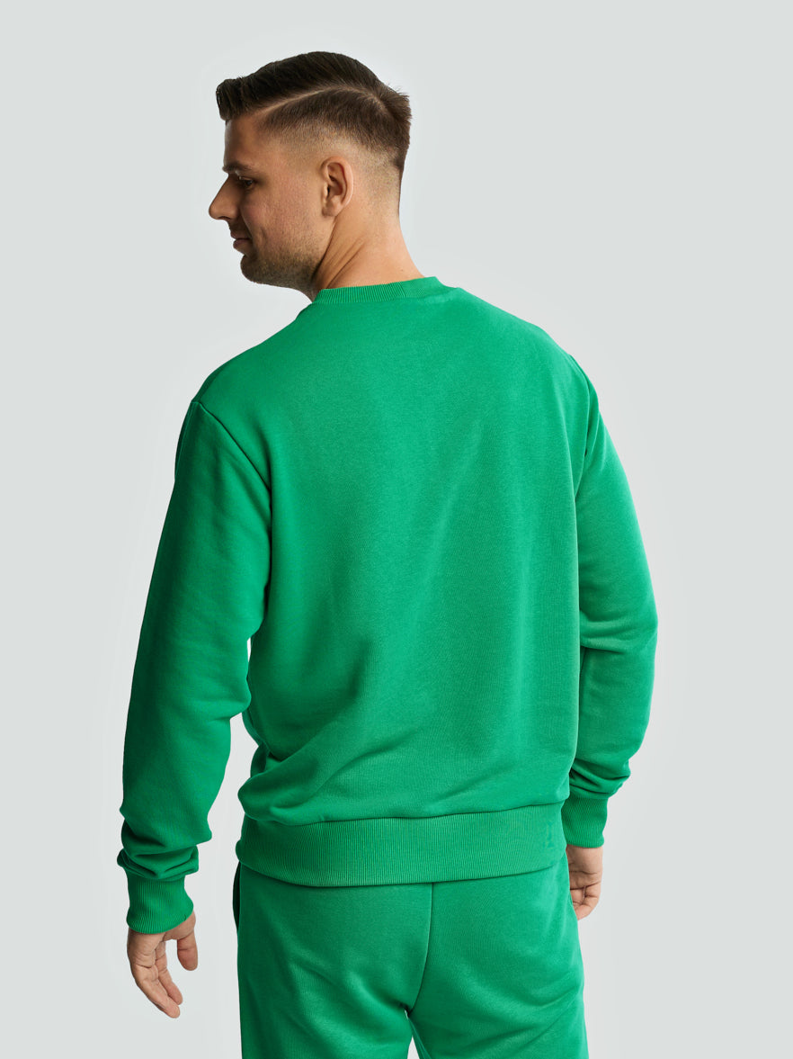 Green sweater for men "Los Lituanos" with embroidered tricolor