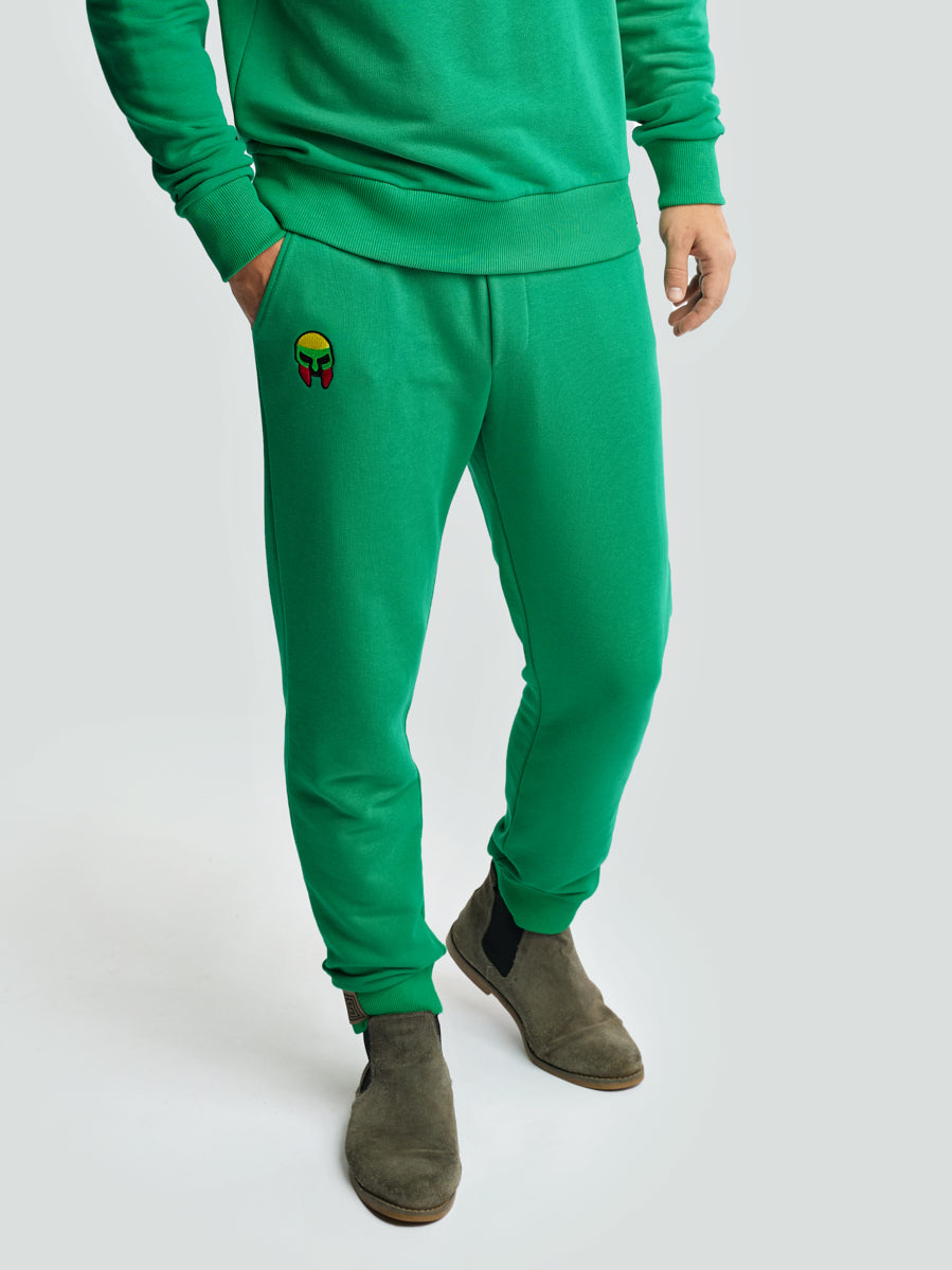 Green pants for men ”Los Lituanos" with embroidered tricolor