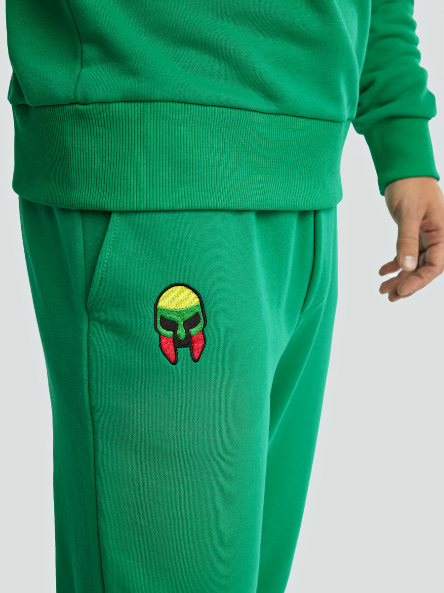 Green pants for men ”Los Lituanos" with embroidered tricolor