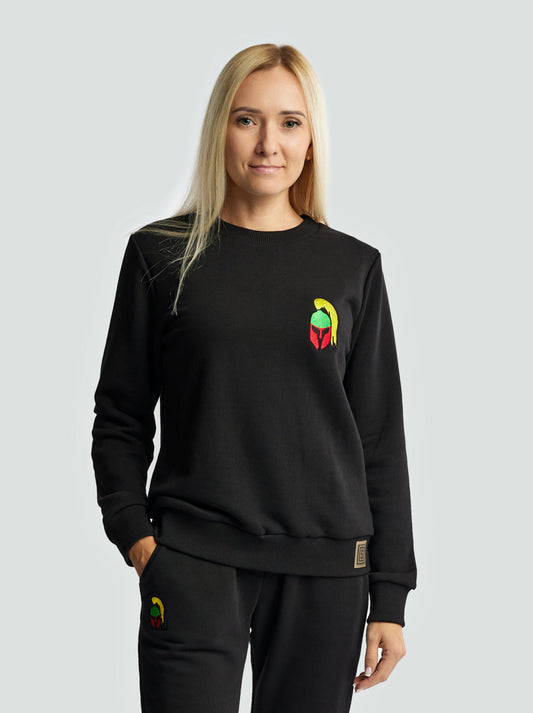 Juodas džemperis moterims "Los Lituanos" su siuvinėta trispalve - Losmados