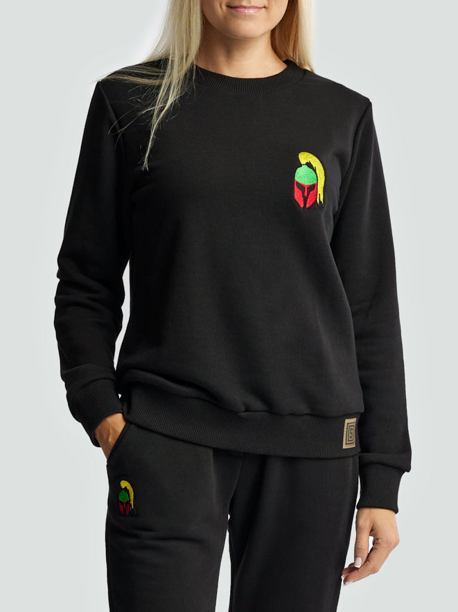 Juodas laisvalaikio kostiumėlis moterims "Los Lituanos" su siuvinėta trispalve - Losmados