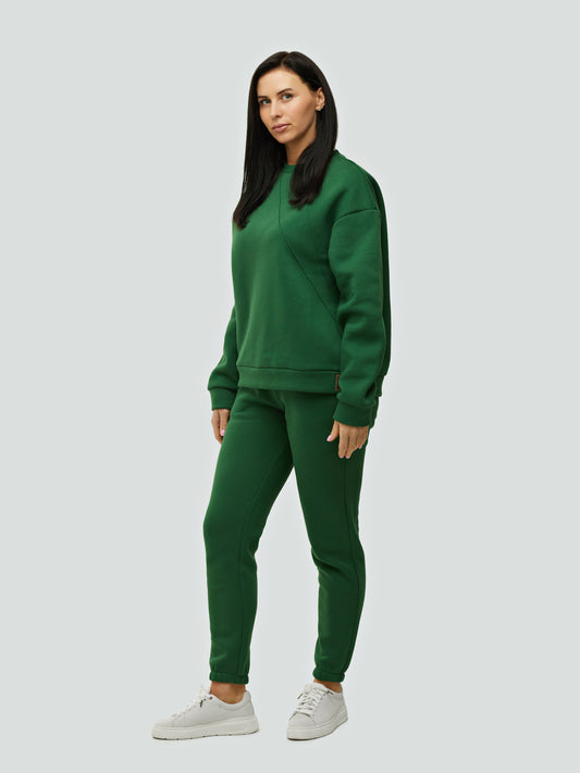 Žalias laisvalaikio kostiumėlis moterims "Comfort" su pūkeliu XS / Be gobtuvo - Losmados