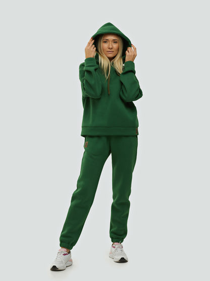 Žalias laisvalaikio kostiumėlis moterims "Comfort" su pūkeliu XS / Su gobtuvu - Losmados